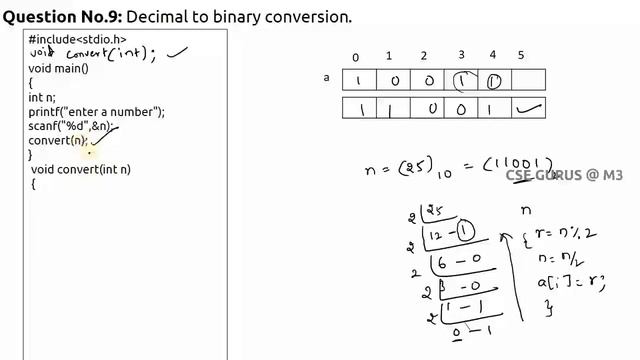Decimal number to Binary Conversion (C Program) смотреть онлайн