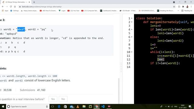 1768 Merge Strings Alternately | Leetcode Easy Level Questions Complete Playlist in Python смотреть онлайн