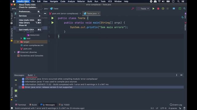 Como Corrigir o erro: "Release Version 5 Not Supported" No Intellij смотреть онлайн