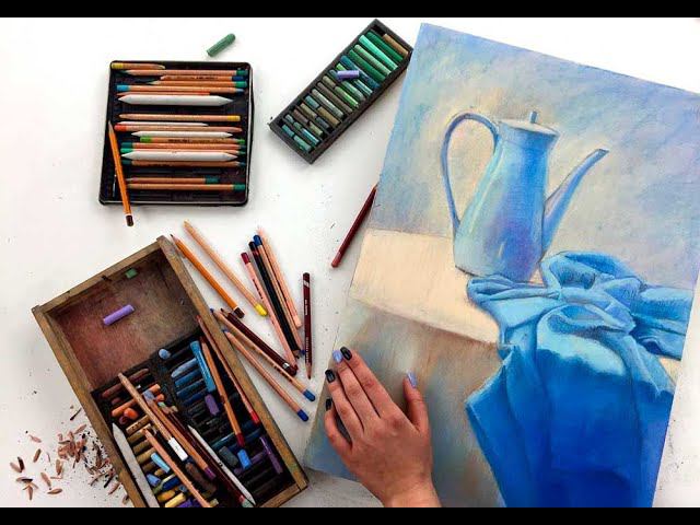 Мастер-класс по пастели «Голубой натюрморт» | Как нарисовать чайник поэтапно смотреть онлайн