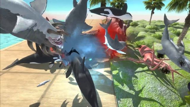 MEGALODON Shark Attack at the Beach - Animal Revolt Battle Simulator смотреть онлайн