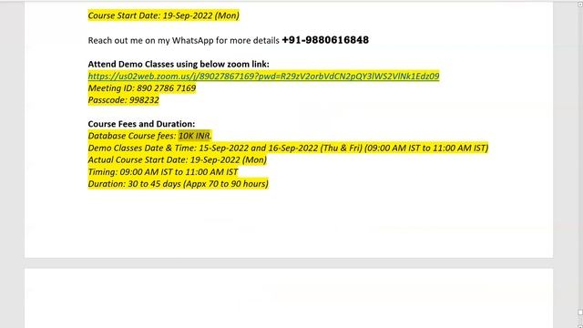 19c Oracle Database - Online Training || New batch is starting on 15-Sep-2022 смотреть онлайн