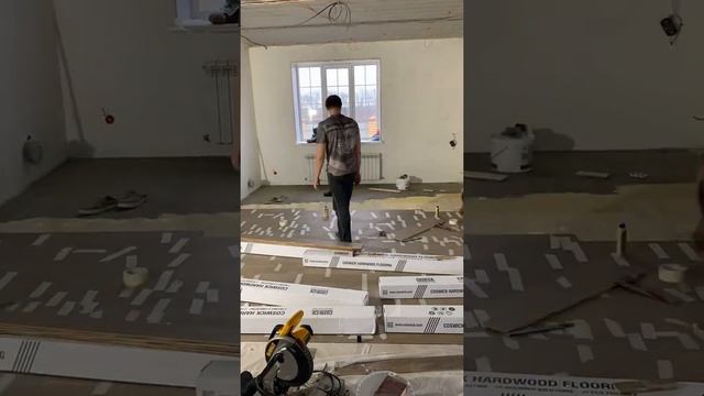 Процесс укладки инженерной доски