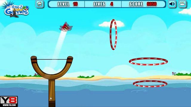 Angry Birds Slingshot Fun 2 - THROW THE RED BIRDS TERENCE THROUGH ALL EVERY RINGS! смотреть онлайн