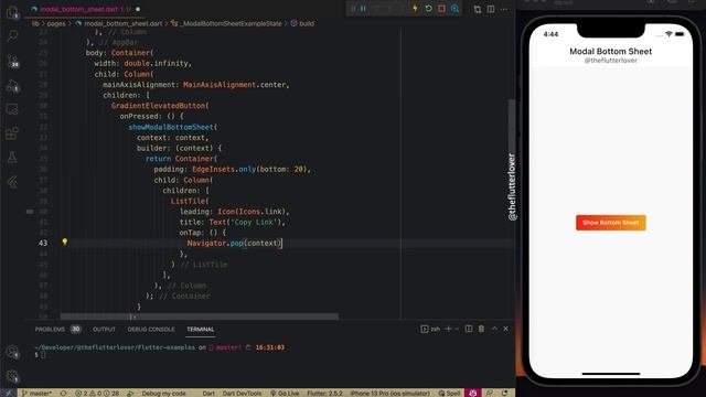 Modal Bottom Sheet Example in Flutter смотреть онлайн