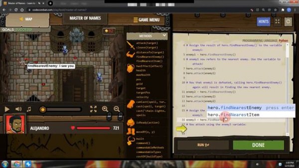 CODE COMBAT LEVEL-16 MASTER OF NAMES FULL SOLUTION PYTHON