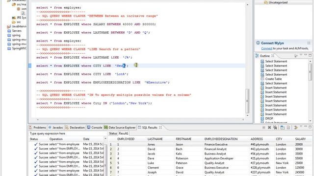 SQL QUERY WHERE LIKE DEMO смотреть онлайн