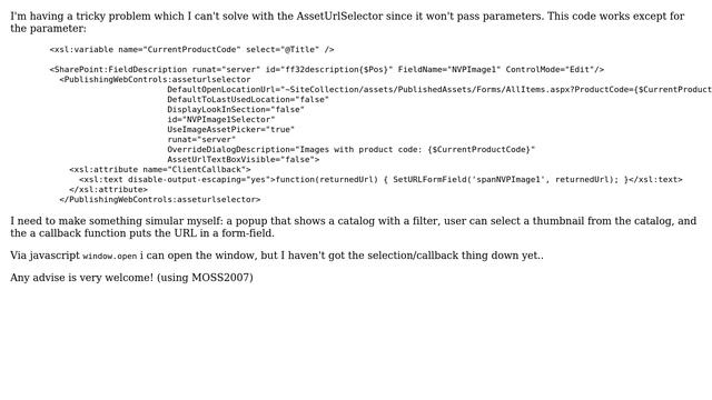 Sharepoint: Select item from popup window and return the url to the parent window смотреть онлайн