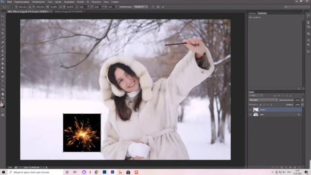 Как создать снег и бенгальский огонь на фото смотреть онлайн