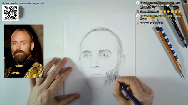 Как нарисовать Султана Сулеймана карандашом поэтапно (СТРИМ) / How To Draw Suleiman Sultan (Live)