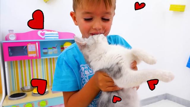 Vlad dan Niki bermain dengan anak kucing смотреть онлайн