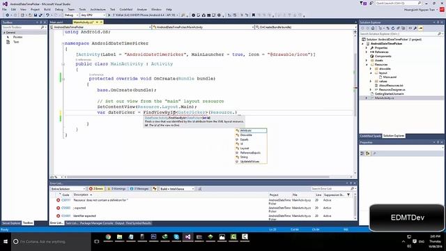 Xamarin Android Tutorial - DateTime Picker смотреть онлайн