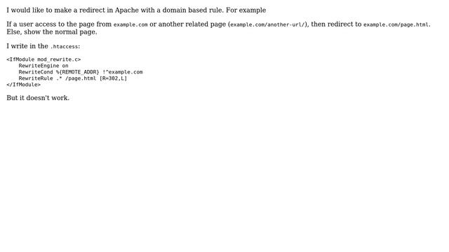 Conditional redirect with domain in .htaccess смотреть онлайн