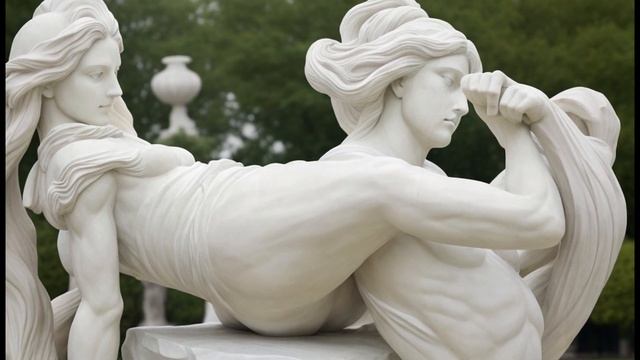Art beautiful plaster statues in the Bushy Park, London, Part 3 смотреть онлайн
