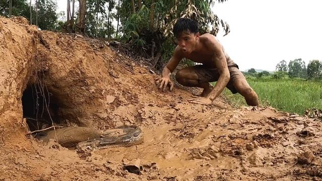 Brave Hunter Fights Gorillas In Cave To Save Giant Python Caught As Bait | Survival King смотреть онлайн