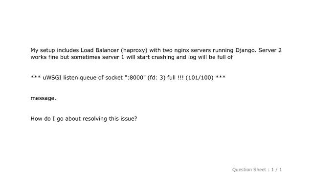 Django : uWSGI listen queue of socket full смотреть онлайн
