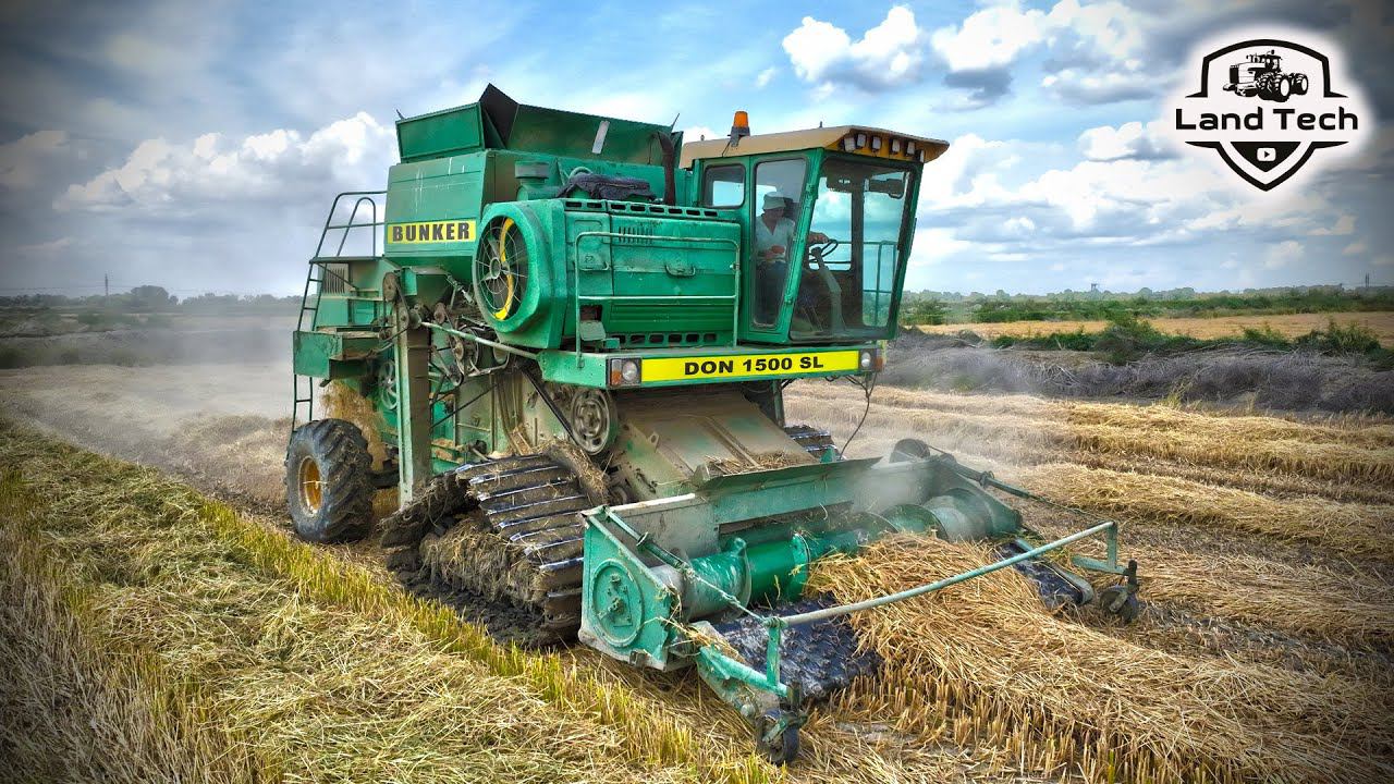 Гусеничный комбайн ДОН-1500 теперь прёт, как танк! Уборка риса в Дагестане! смотреть онлайн