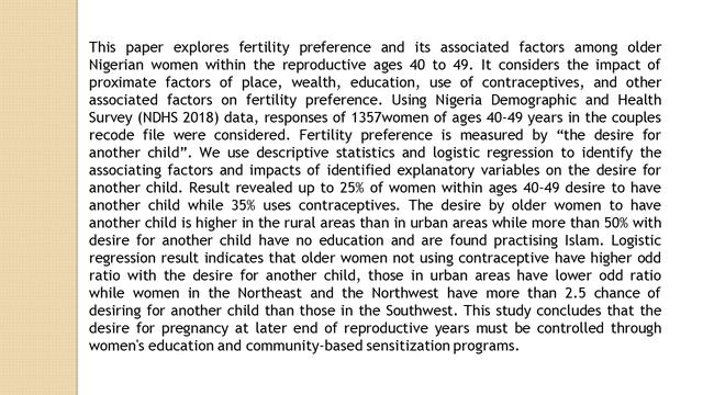 Fertility Preference in Older Women Effect of Place of Residence and Use of Contraceptives in Niger смотреть онлайн
