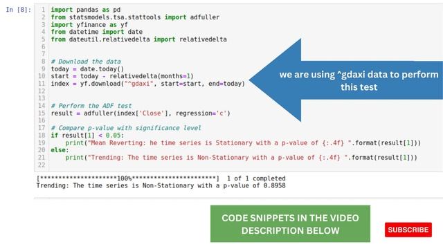Python Tutorial Augmented Dickey Fuller Test смотреть онлайн