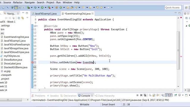 JavaFX Event Handling смотреть онлайн