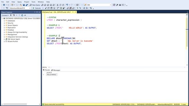 SQL LTRIM() Function смотреть онлайн
