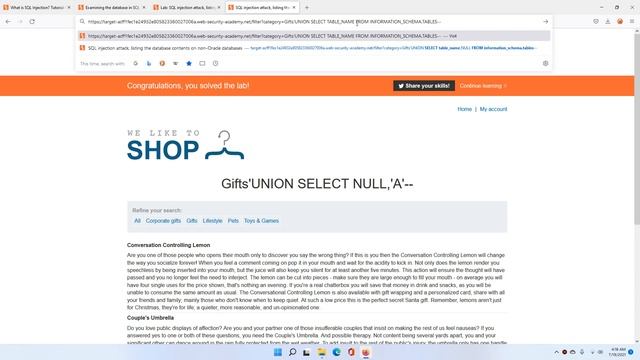 SQL injection attack, listing the database contents on non Oracle databases | Portswigger Academy смотреть онлайн