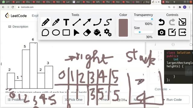 Largest Rectangle in Histogram Leetcode Explanation + Code смотреть онлайн