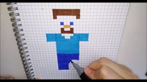 СТИВ из Майнкрафт / Minecraft по клеточкам в тетради! #28 - #pixelart.
