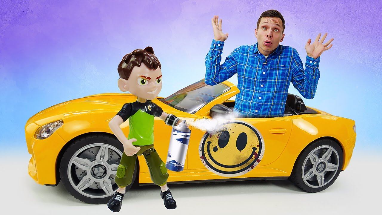 Видео игры машинки - БЕН 10 красит тачку у Мастера Фёдора! Супергерои игры для мальчиков с Бен Тен смотреть онлайн