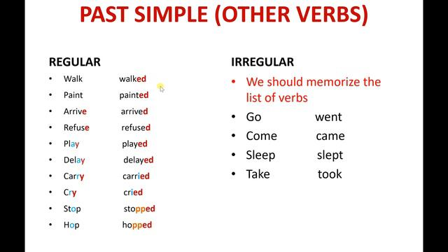 Past simple (regular verbs) смотреть онлайн