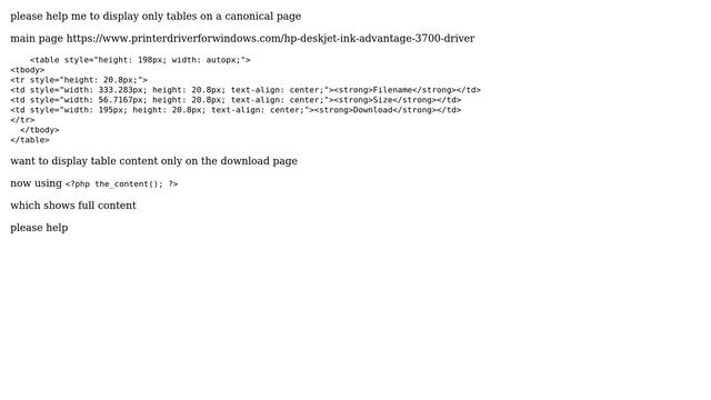 Wordpress: Only display table in the_content() in canonical page смотреть онлайн