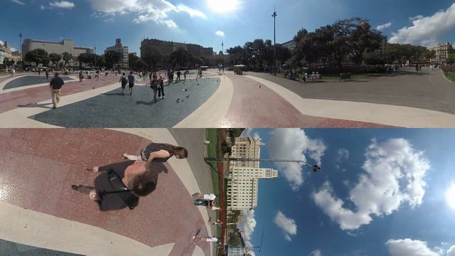 18. Plaza Catalunya, ☂️?площадь Каталонии Barcelona. (360 - 4K) смотреть онлайн