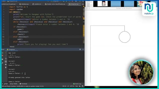 Create A Hangman Game In Python | Tutorial by Our 15 Year Old Student Lavanya ? смотреть онлайн