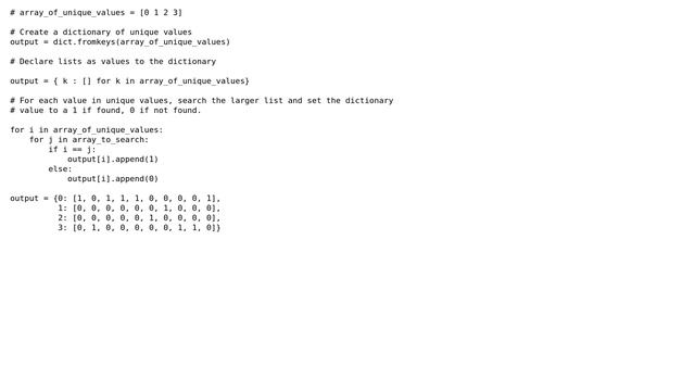 Search a unique list and search a larger list to set dictionary with keys of binary values смотреть онлайн