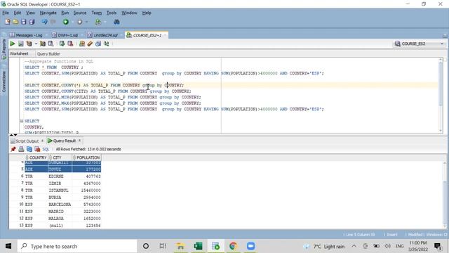 Oracle SQL:Aggregate functions смотреть онлайн