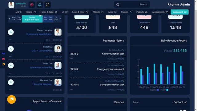 Medical Bootstrap 5 Admin Dashboard Webb App Template with RTL Dark Theme смотреть онлайн