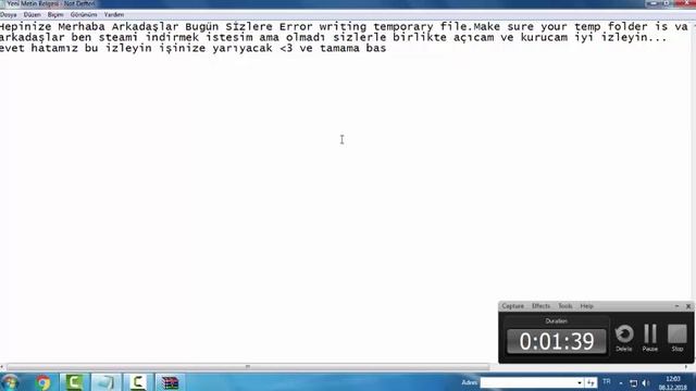 İlk Videom error writing temporary file. make sure your temp folder is valid hatası (%100 Doğru) смотреть онлайн