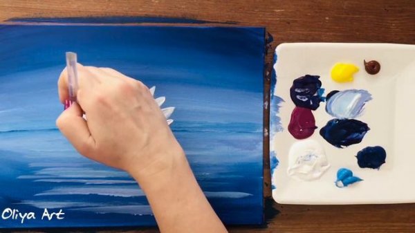 Relaxing video lotus flower acrylic painting. Пишем лотос.