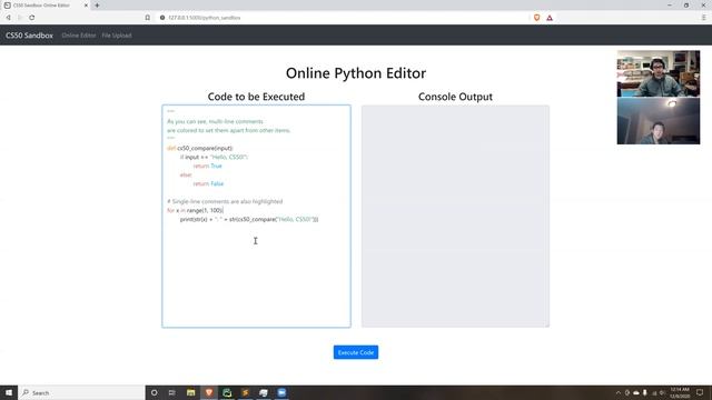 CS50 final project - Python Sandbox - Andrew Zhang and Michael Stankovich смотреть онлайн