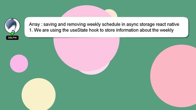 Array : saving and removing weekly schedule in async storage react native смотреть онлайн
