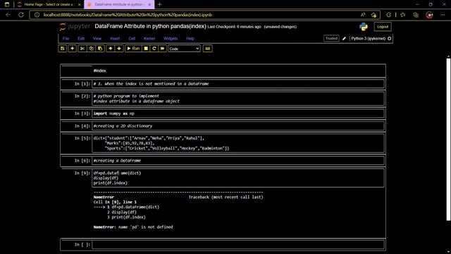DataFrame Attribute in Python Pandas ( index ) || DataFrame Part 1 || #pandas #dataframe #python смотреть онлайн