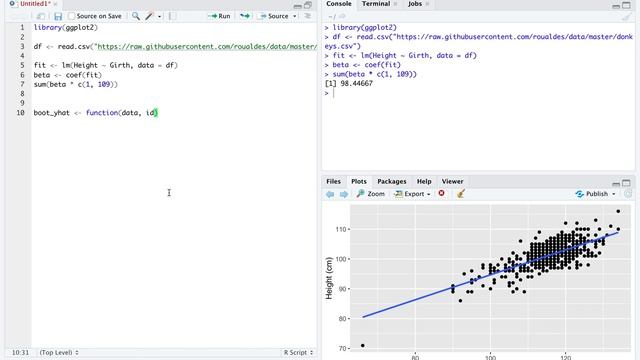 Simple Linear Regression in R, bootstrap predictions смотреть онлайн