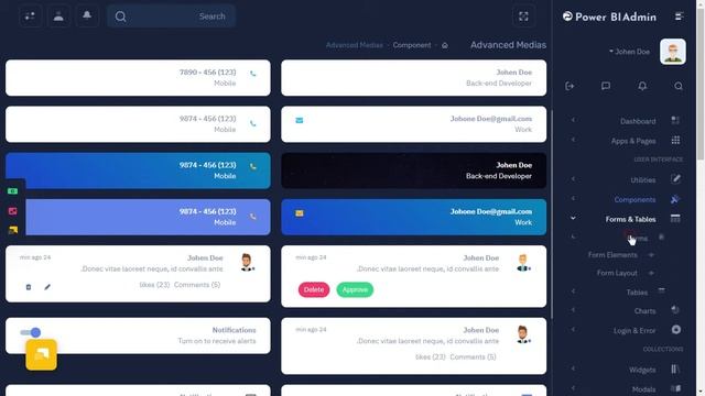 Power BI Dashboard UI Kit Bootstrap Admin Template with RTL Dark Theme смотреть онлайн