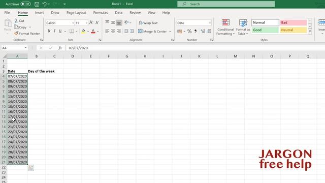 Excel: Autofill Weekdays смотреть онлайн