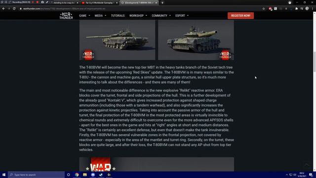 War Thunder - Upcoming Content - T-80BVM смотреть онлайн