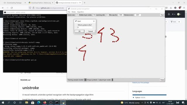 Neural network unistroke symbol recognition in Python using backpropagation смотреть онлайн