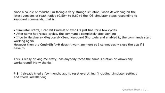 iOS : React-native, iOS simulator stops responding to CMD + D смотреть онлайн