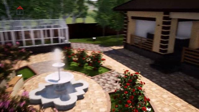 Проект одноэтажного дома с гаражом, крытой террасой и хозблоком 200 м2 / Проект дома К-206 смотреть онлайн