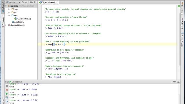 Clojure Koans 1 Equalities смотреть онлайн