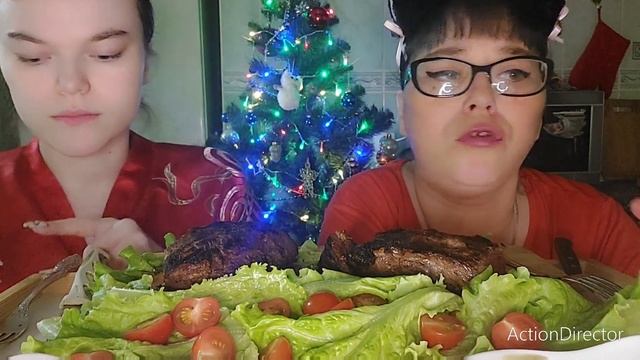 Мукбанг Новогодний | Стейк из говядины Блэк Ангус. Прожарка рэйр | Обжор смотреть онлайн